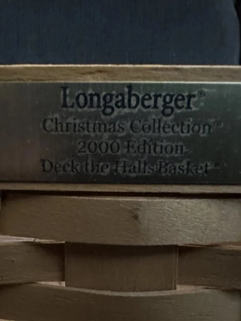 Longaberger Vintage 2000 Red & Tan-Deck the Halls Basket with Liner & Lid